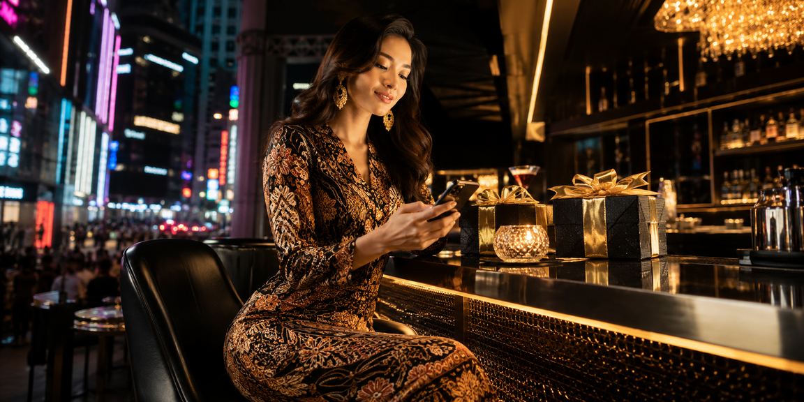 Pengguna mengakses akaun 3400 melalui aplikasi mudah alih dengan motif batik Kuala Lumpur